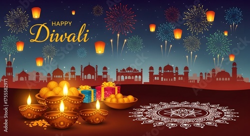 Diwali festival of lights vector illustration