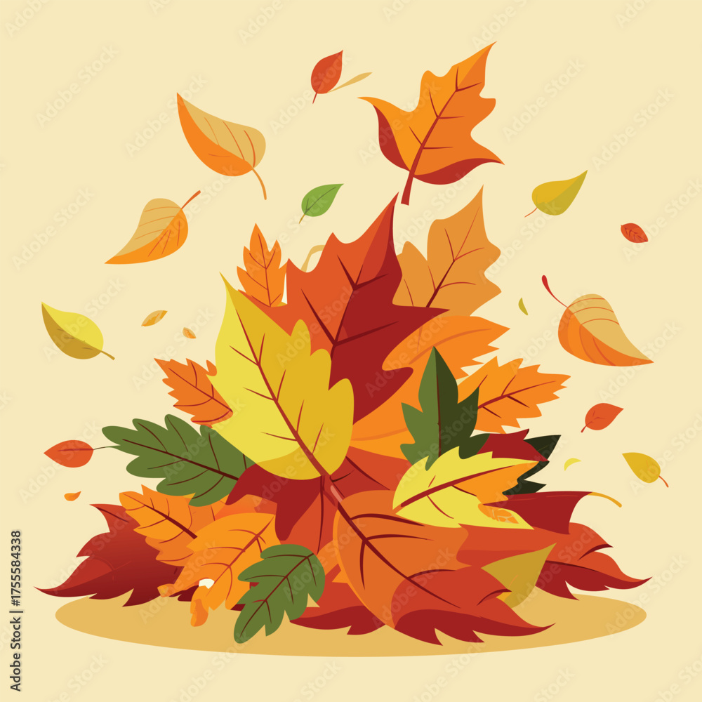 Fototapeta premium A pile of Autumn Leaves rustling in the wind..