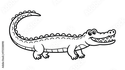 Playful cartoon alligator with a wide smile and sharp teeth, ready for fun