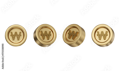 Tablou pe pânză cartoon style Won gold coin 3D graphic