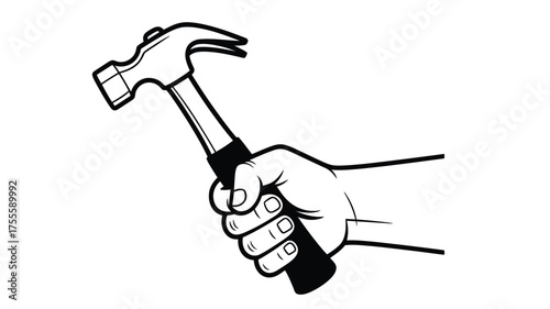 Hand firmly grips a claw hammer, ready for construction or repair work