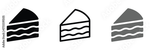 Sweet cake slices tempting dessert craving food icons set,Illustration of a slice of cake isolated on white background for dessert concept