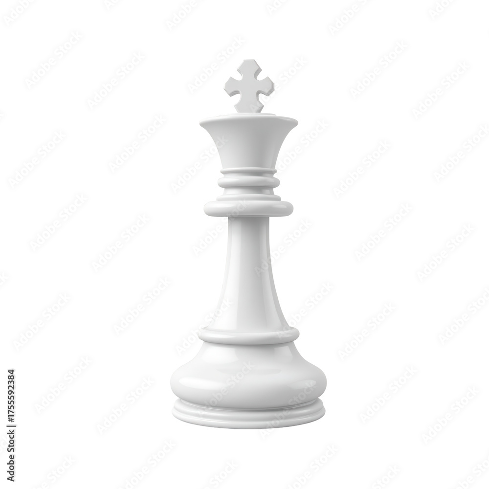Fototapeta premium Elegant White Chess King Piece on a Clean Background