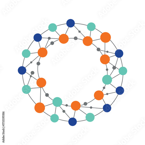 Abstract Connected Dots Circle Network Technology Web Data Connection Diagram