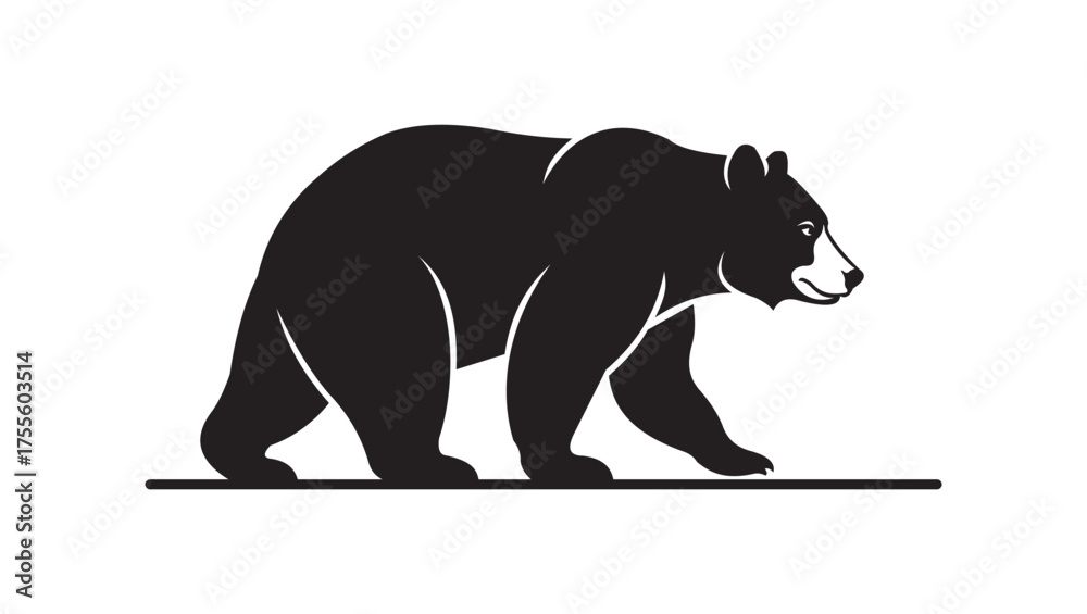 Fototapeta premium Bear Silhouette Vector – Walking Wild Animal Minimal Design