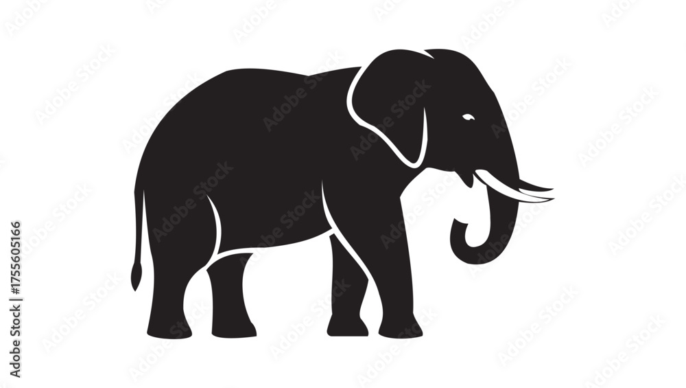 Fototapeta premium Elephant Silhouette Vector – Minimal Wildlife Animal Design