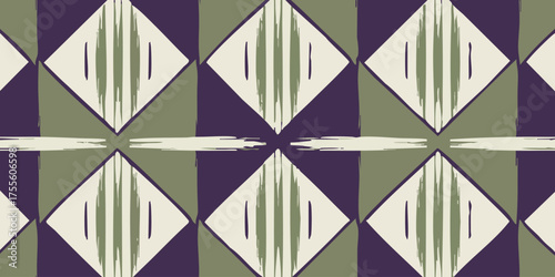Abstract Pattern Diamond Lattice with Olive Green and Purple