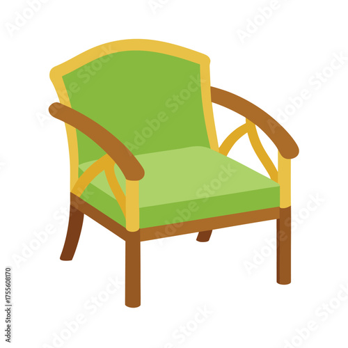 Green Upholstered Armchair with Wooden Frame furniture