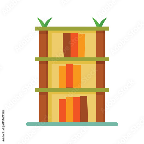 Three Tiered Shelf Unit With Colorful Rectangular Items shelving storage