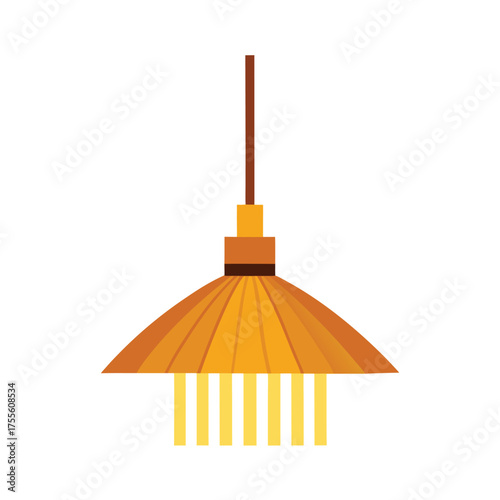 Yellow Hanging Lamp with Vertical Slats light fixture orange