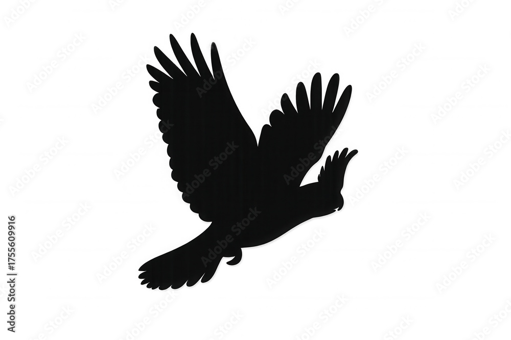 Obraz premium Bird flying, showing black silhouette against a transparent background. Concept of freedom, nature, and wildlife