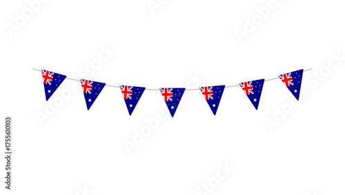 Hanging bunting or pennants with flag of Australia
