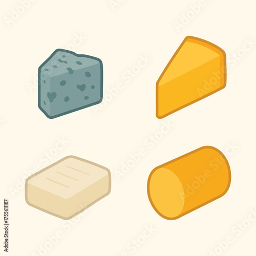 Cheese assortment board with blue wedge hard block and log