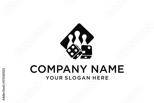 Board Game Pawns and Dice Icon Logo Design for Strategy and Entertainment
