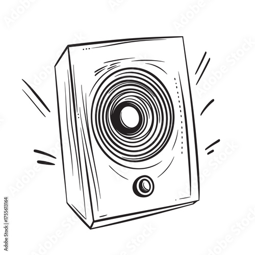 pencil outline line art illustration of speaker with degree sound