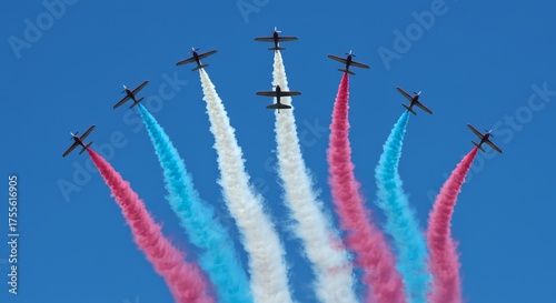Wallpaper Mural Colorful Smoke Trails in Clear Blue Sky during Airshow Performance Torontodigital.ca
