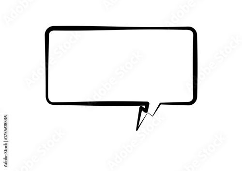 Simple black outline of a speech bubble on white background — minimalist, universal symbol for communication, dialogue, or messaging in design and digital interfaces.