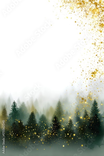 Watercolor Artwork Featuring Delicate Pine Trees on a White Canvas