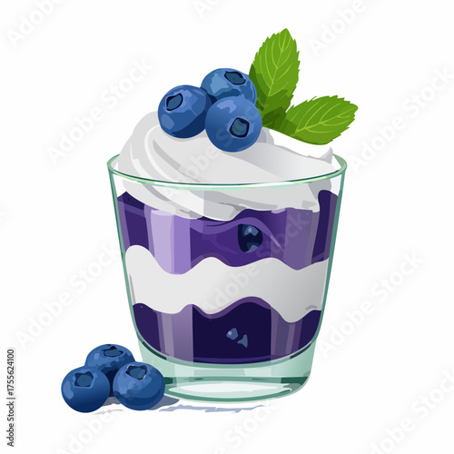 Refreshing Blueberry Parfait: A layered delight of fresh blueberries, creamy yogurt, and a sprig of mint, a sweet treat that tantalizes the taste buds.