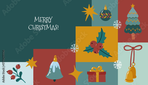 Christmas card in modern geometric style