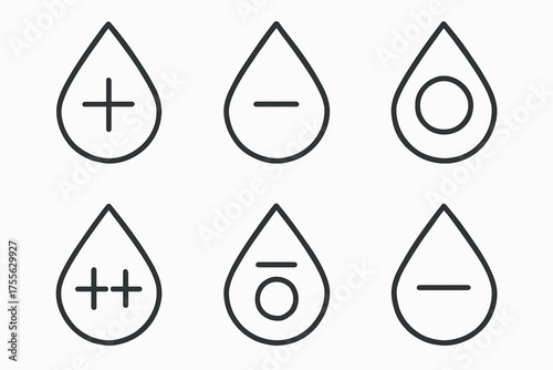 Blood type symbols: detailed icon set for medical and educational use