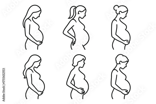 Line art of pregnant women in various poses