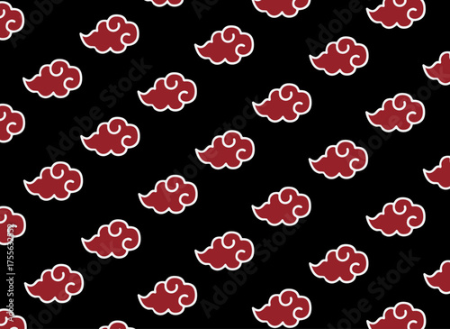 seamless akatsuki cloud pattern on black background