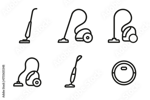 Collection of vacuum cleaner icons featuring various designs