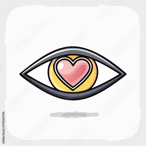 Eye symbol with heart interior abstract concept illustration