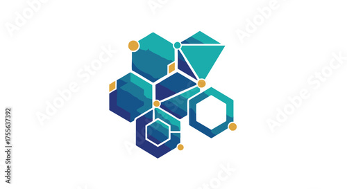Abstract geometric logo featuring interconnected hexagonal and triangular shapes, perfect for tech or design