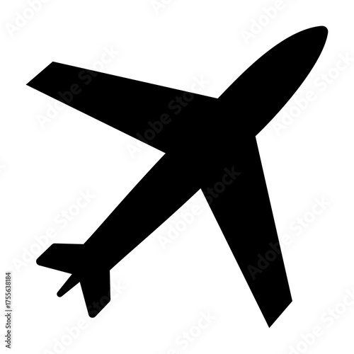 Airplane Silhouette, Commercial Jetliner, Travel, and Aviation Icon Vector