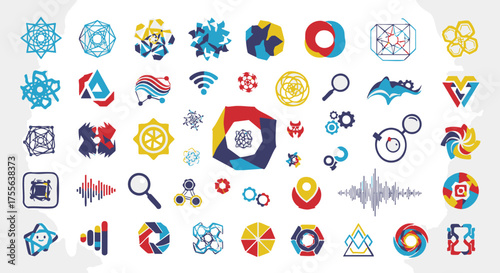 Diverse Collection of Geometric and Abstract Shape Icons for Design and Visual Communication