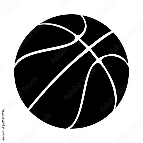 Black and White Basketball Vector Illustration – Minimalist Sports Design