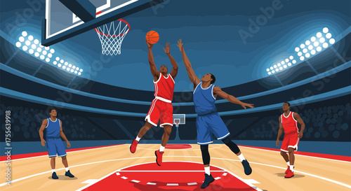 Basketball players in action during a game 9.