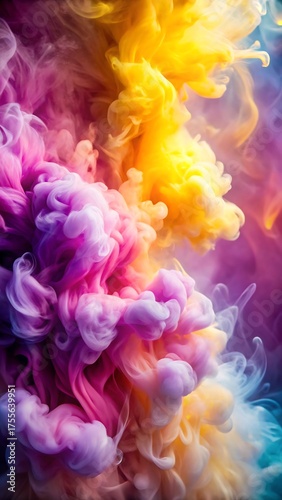 Colorful smoke creates an abstract and vibrant background