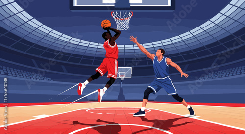 Basketball Players in Action A Dynamic Court Duel 1.