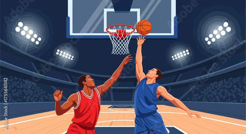 Basketball Players in Action A Dynamic Court Duel 2.