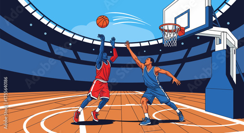 Basketball Players in Action A Dynamic Court Duel 3.