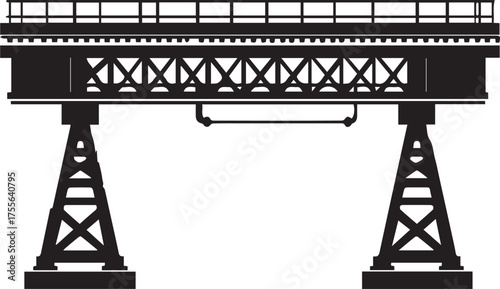 Black and White Illustration of an Elevated Gantry Crane Structure
