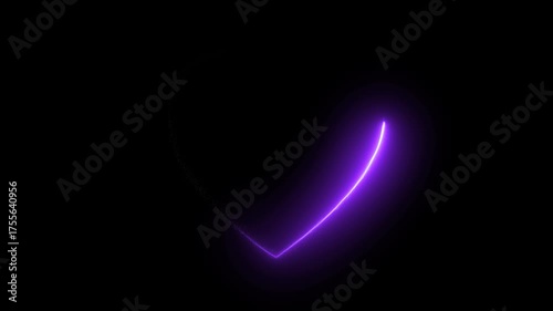 Glowing neon purple and orange love animation in modern style on transparent background