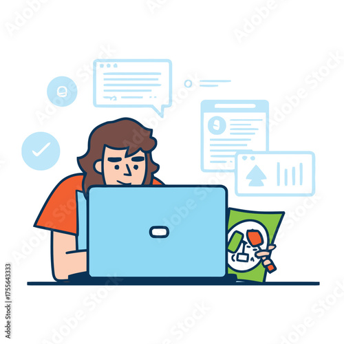 Businessman working on his laptop and making money