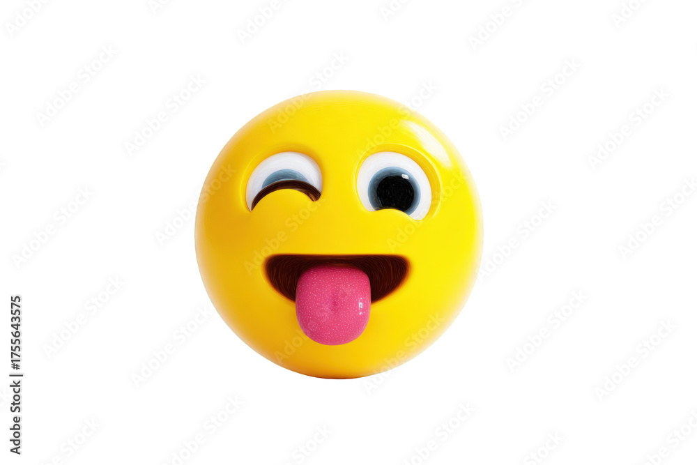 Fototapeta premium A cheerful emoji with a winking eye and sticking out tongue