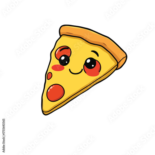 A cute smiling slice of pizza