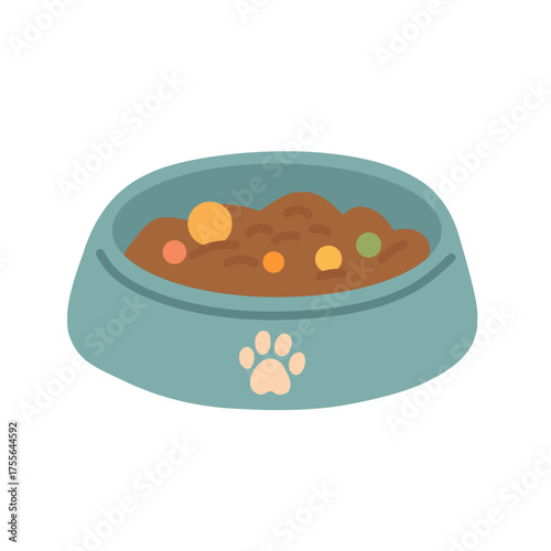 Pet Food Bowl Illustration in Flat Style for Animal Care Design