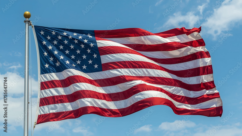 Obraz premium american flag on blue sky background