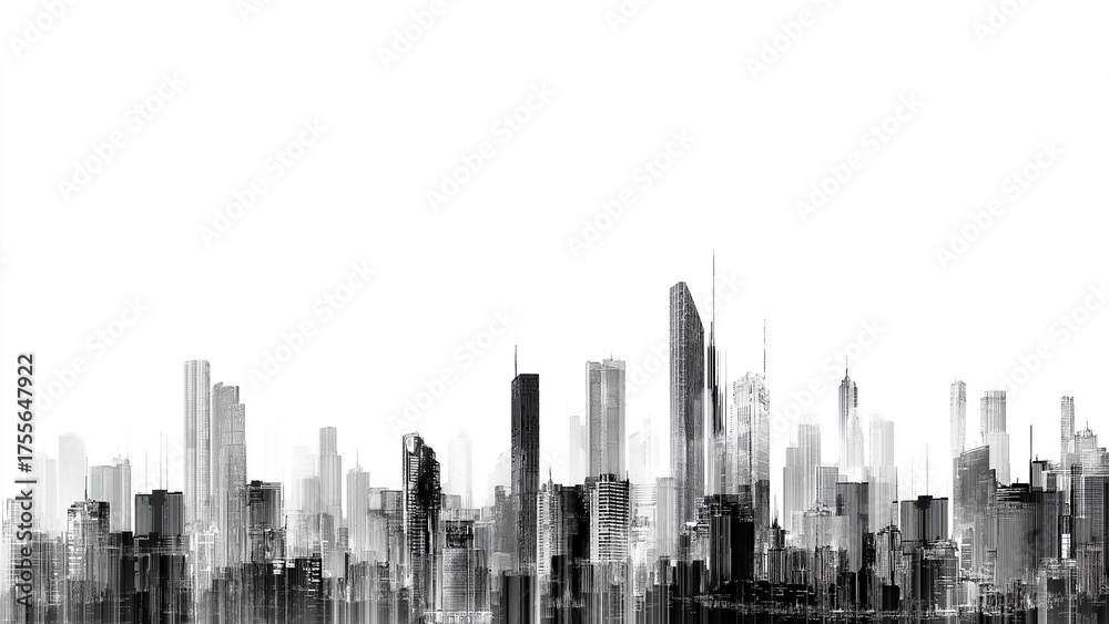 Naklejka premium Modern city texture background. Black and white. Texture overlay image.