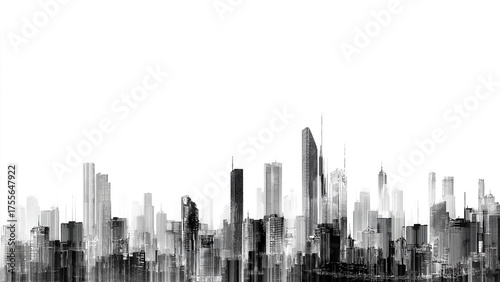 Modern city texture background. Black and white. Texture overlay image.