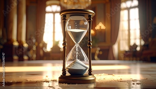 Hourglass sands time running out in opulent room