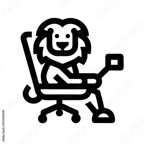 A lion sitting in a chair