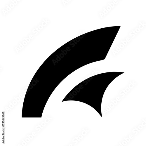 Abstract black shape resembling a sail or wing